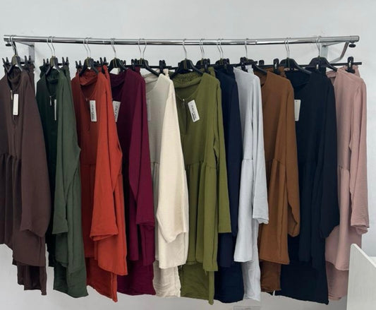 LAILA - Women's New Two Piece Set with Front Zip in Various Colors Fashionable Clothing Collection